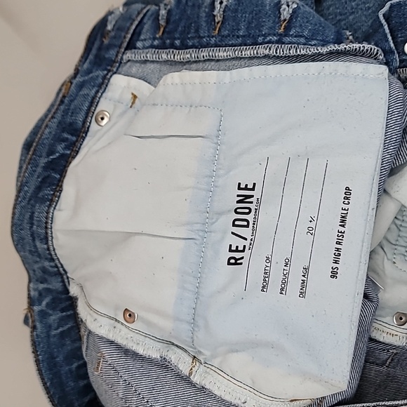 Redone 90s high rise ankle crop distressed jeans - Picture 6 of 15